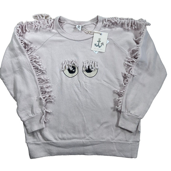 Noe &Zoe Berlin Size Small Rose Pink Eyelash Mini Me Oversized Fringe Sweatshirt - Picture 1 of 9
